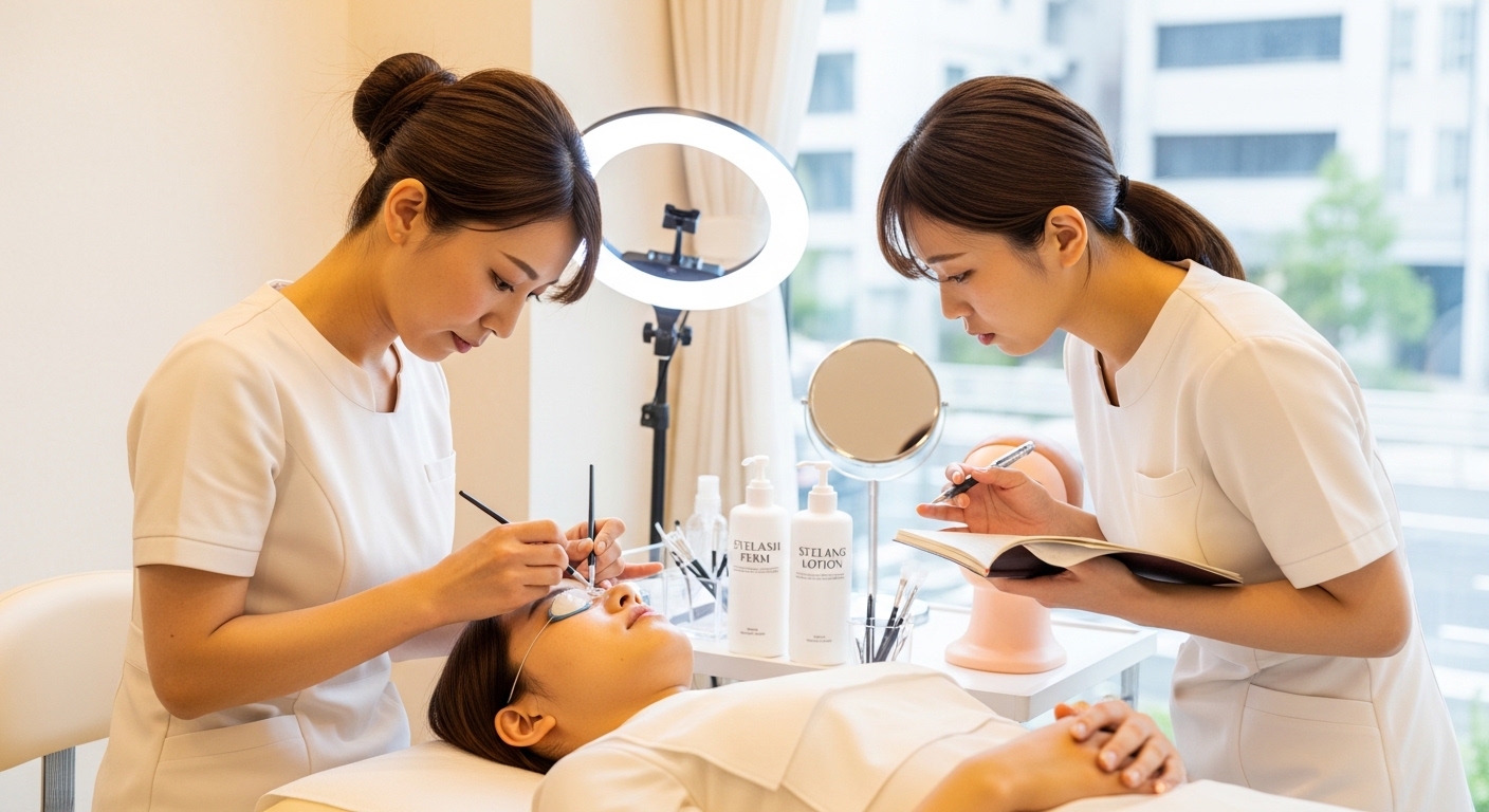 まつげサロンの施術シーン